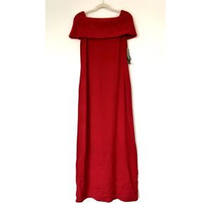 NWT VTG Lauren Ralph Lauren Red Merino Wool Off Shoulder Knit Gown Angora Medium
